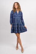 Clary Dress Short W Embrodery - Navy