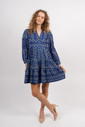 Clary Dress Short W Embrodery - Navy