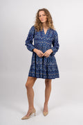 Clary Dress Short W Embrodery - Navy