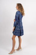 Clary Dress Short W Embrodery - Navy