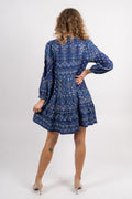 Clary Dress Short W Embrodery - Navy