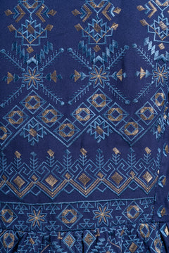 Clary Dress Short W Embrodery - Navy