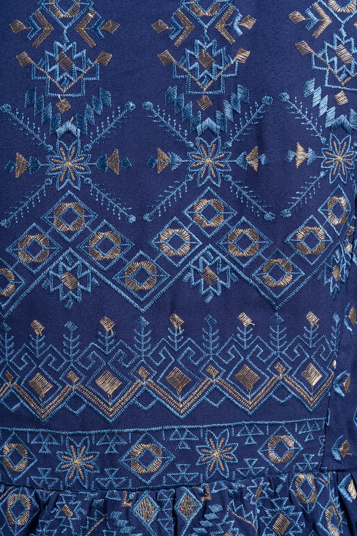 Clary Dress Short W Embrodery - Navy