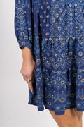 Clary Dress Short W Embrodery - Navy