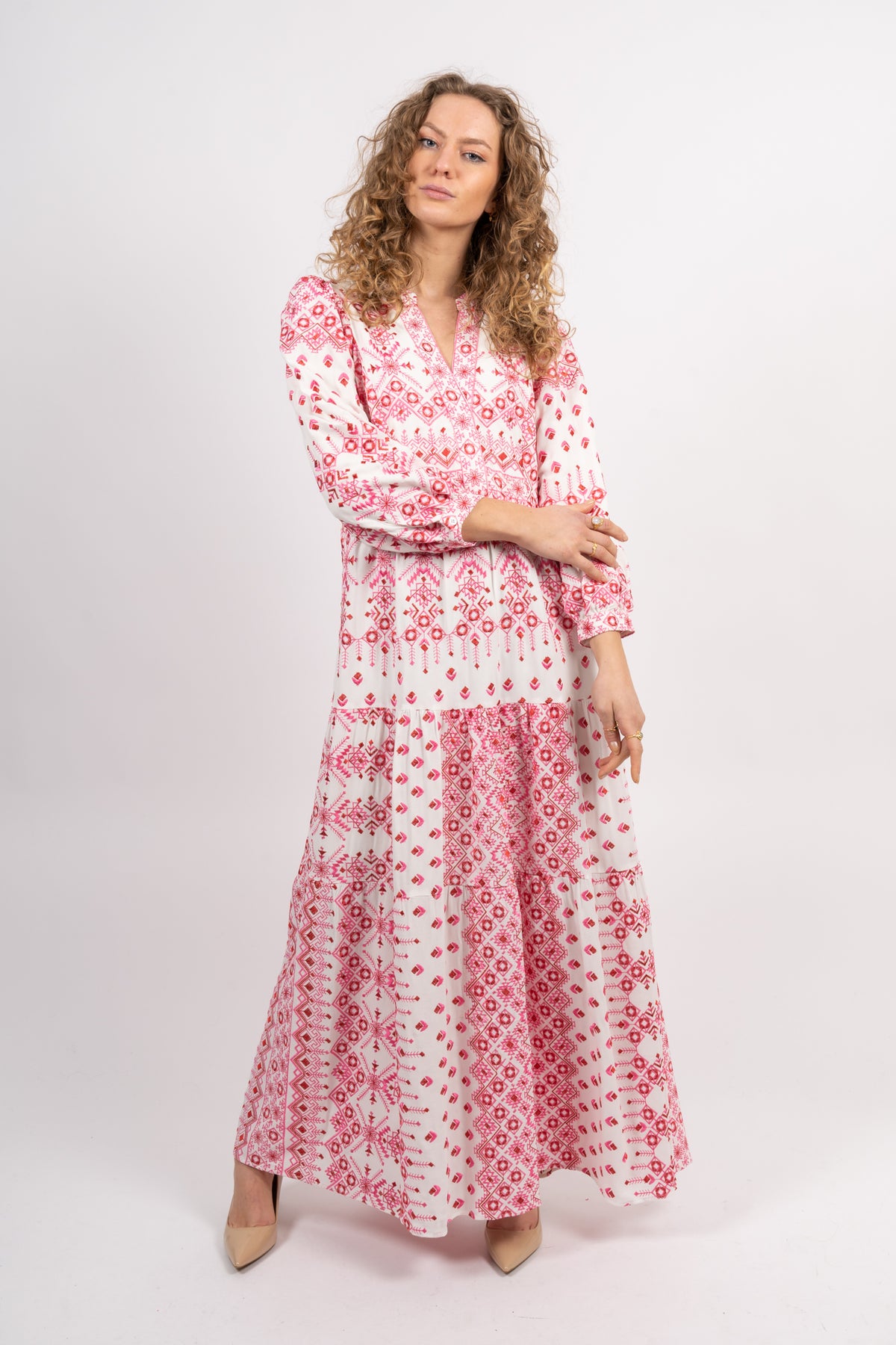 Clary Maxi Dress Embrodery - Pink