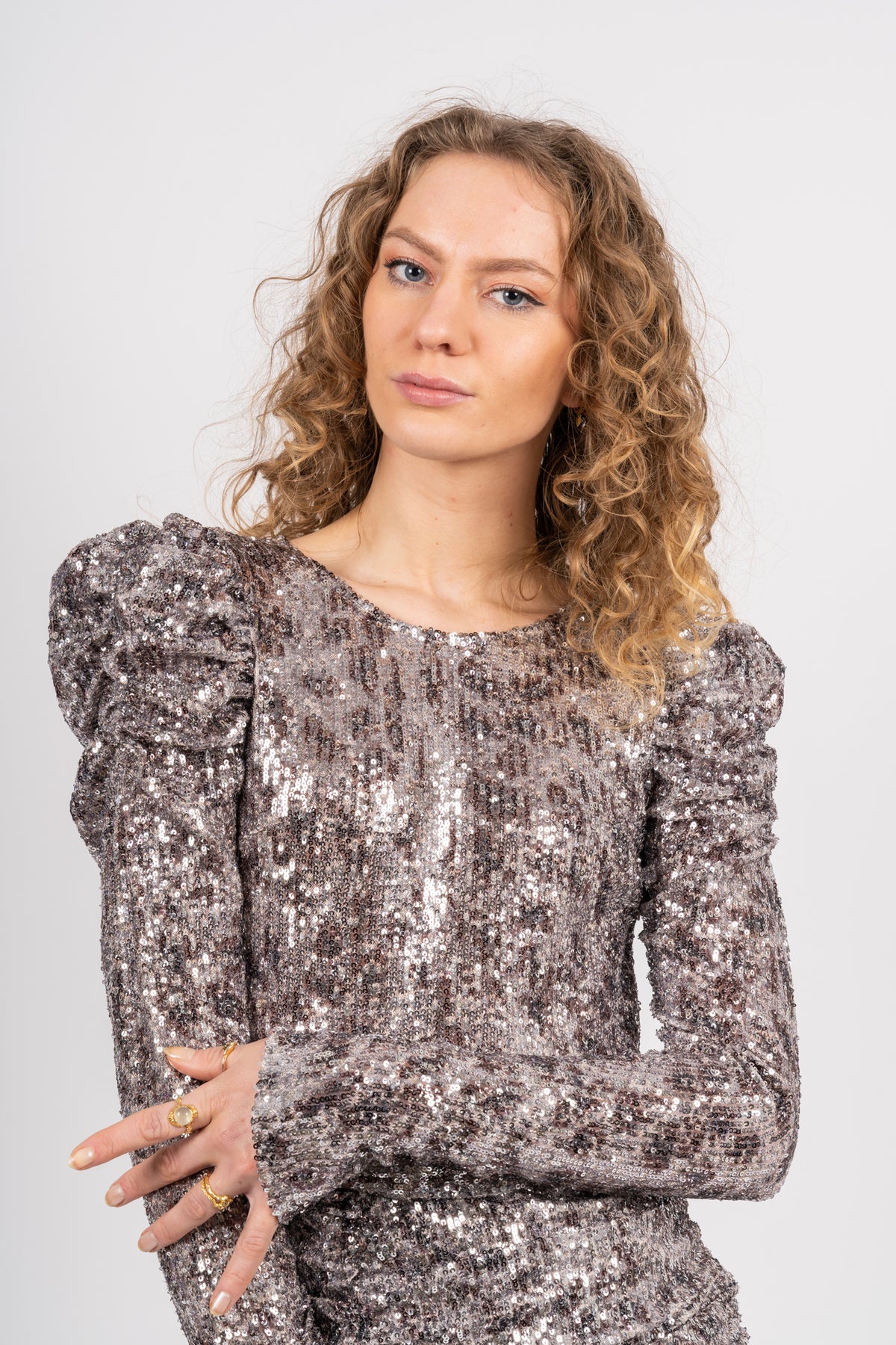 Serena Sequin Dress - Vintage Grey Sequins