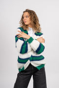 Vera Knit Cardigan - Green/Offwhite