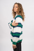 Vera Knit Cardigan - Green/Offwhite