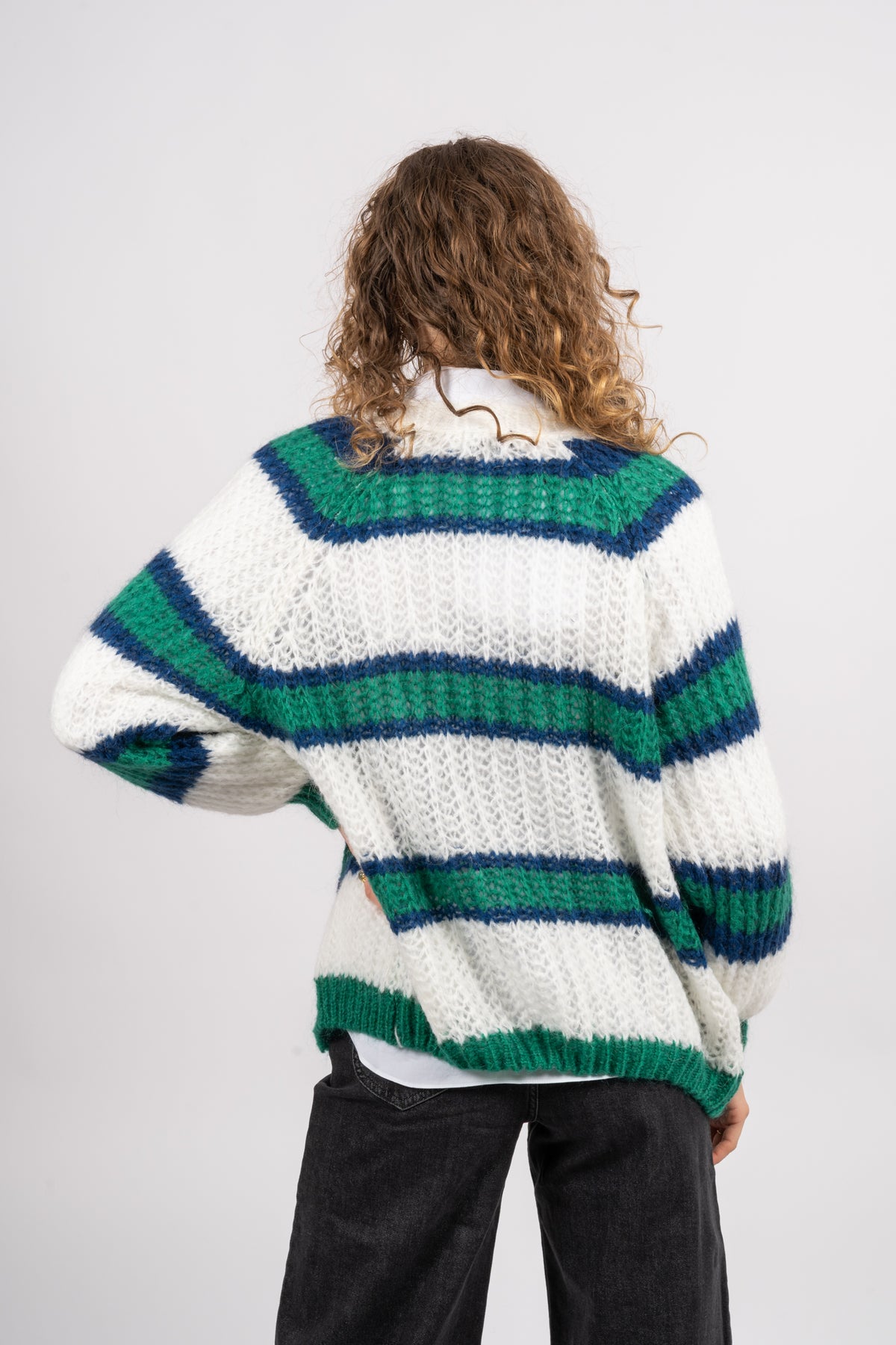 Vera Knit Cardigan - Green/Offwhite