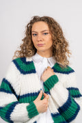 Vera Knit Cardigan - Green/Offwhite