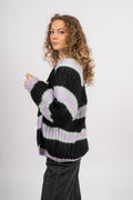 Vera Knit Cardigan - Black/Lavender/Cream