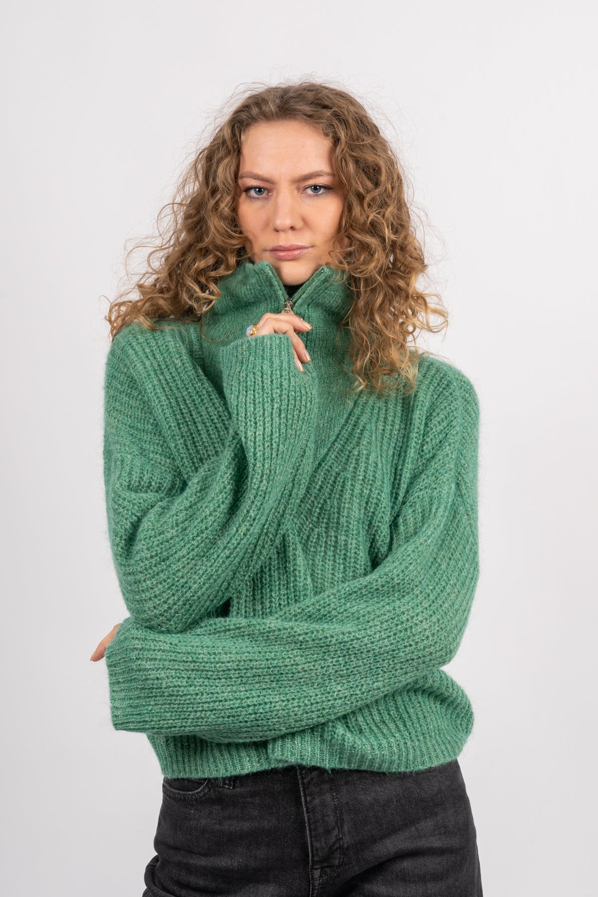 Florie Zip Knit - Sea Green