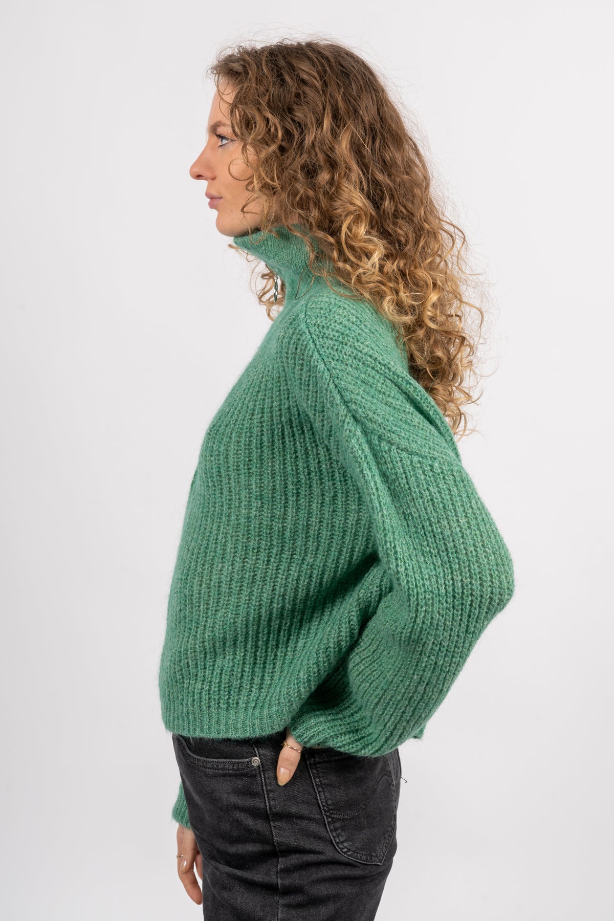 Florie Zip Knit - Sea Green