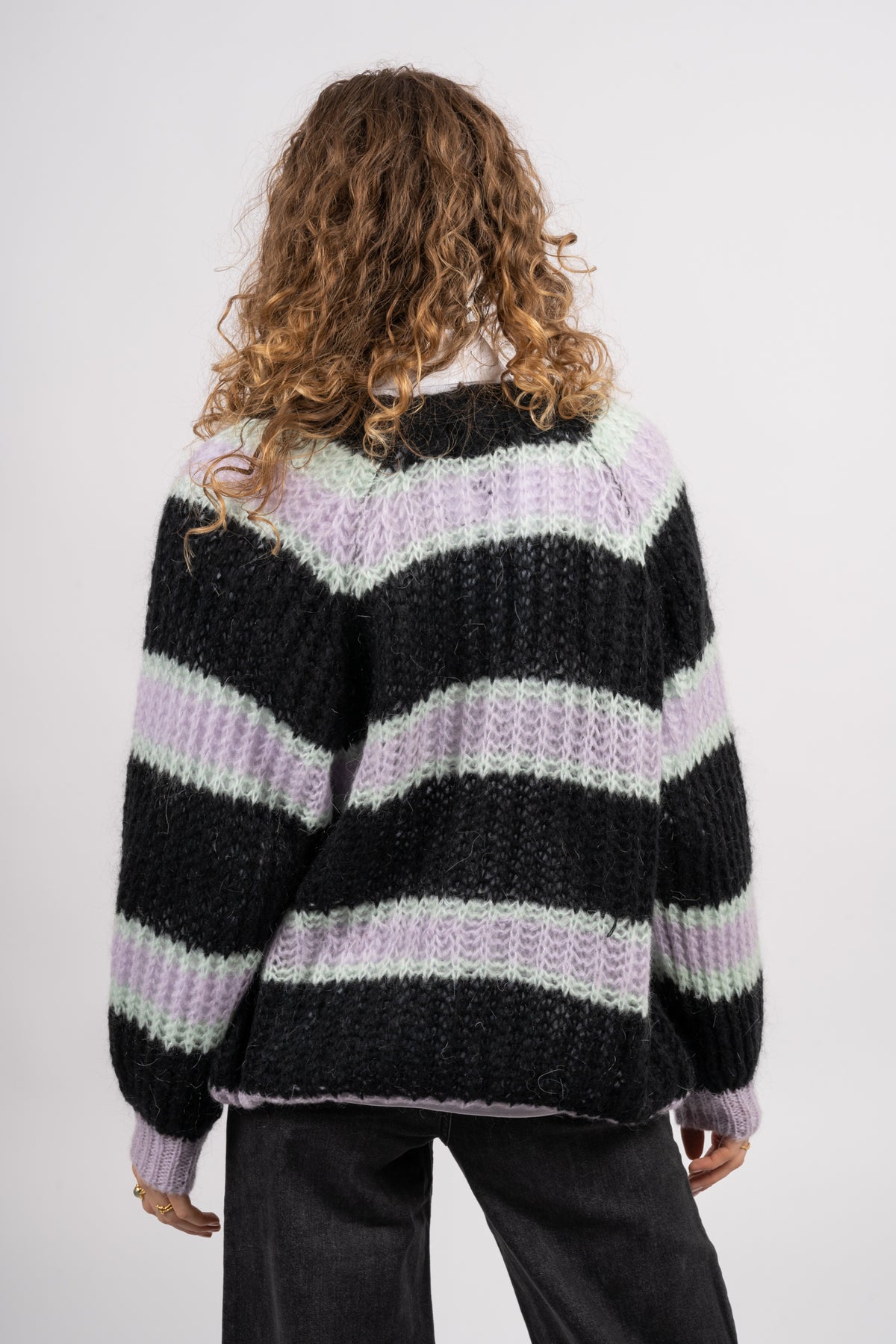 Vera Knit Cardigan - Black/Lavender/Cream