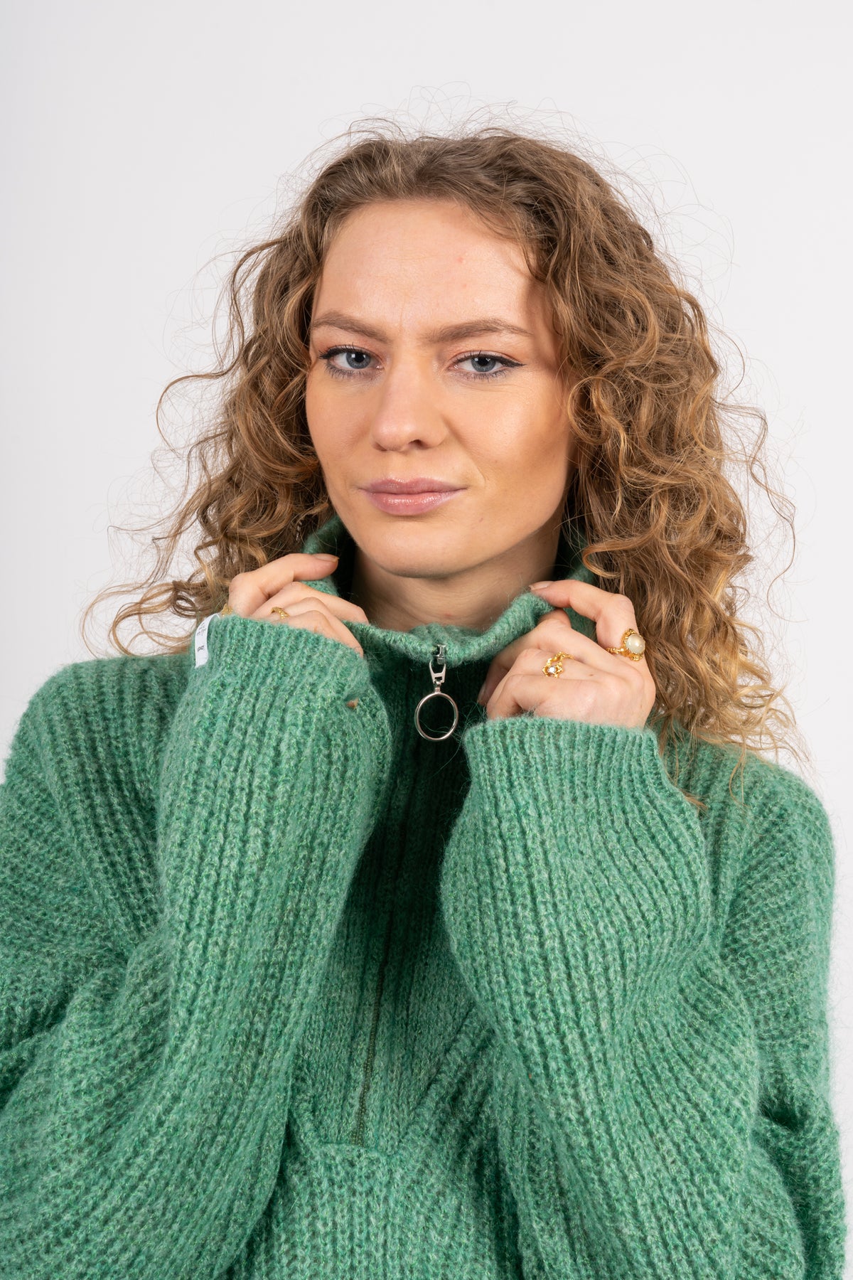 Florie Zip Knit - Sea Green