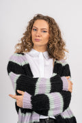 Vera Knit Cardigan - Black/Lavender/Cream