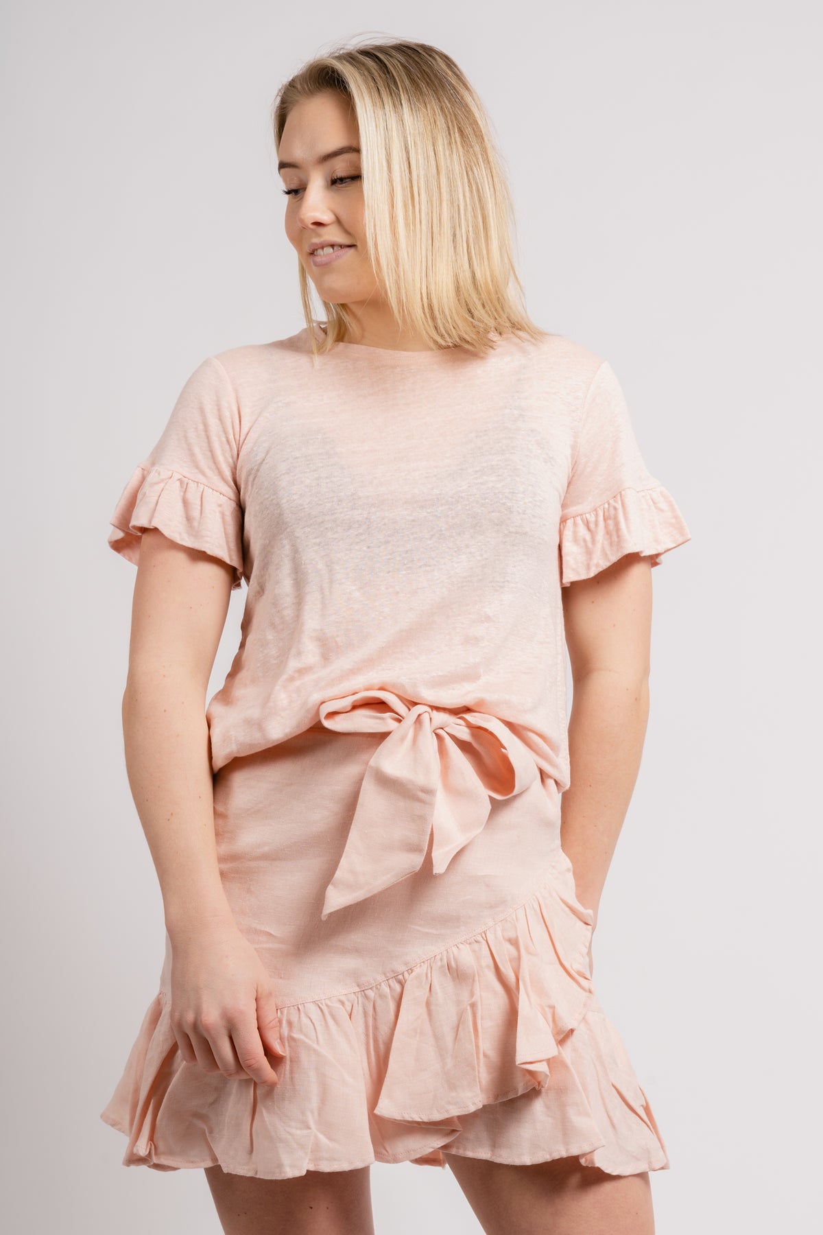 Lara Linen Tee - Dusty Pink
