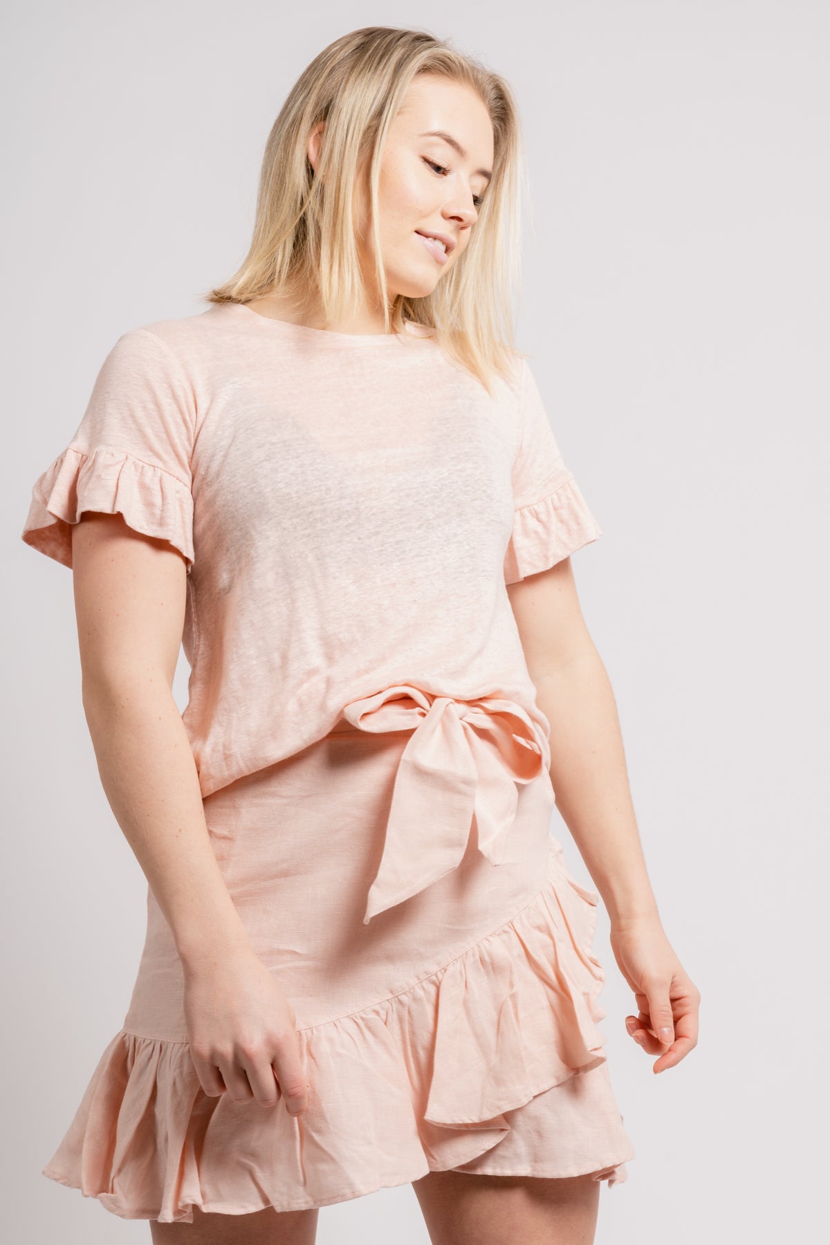 Lara Linen Tee - Dusty Pink