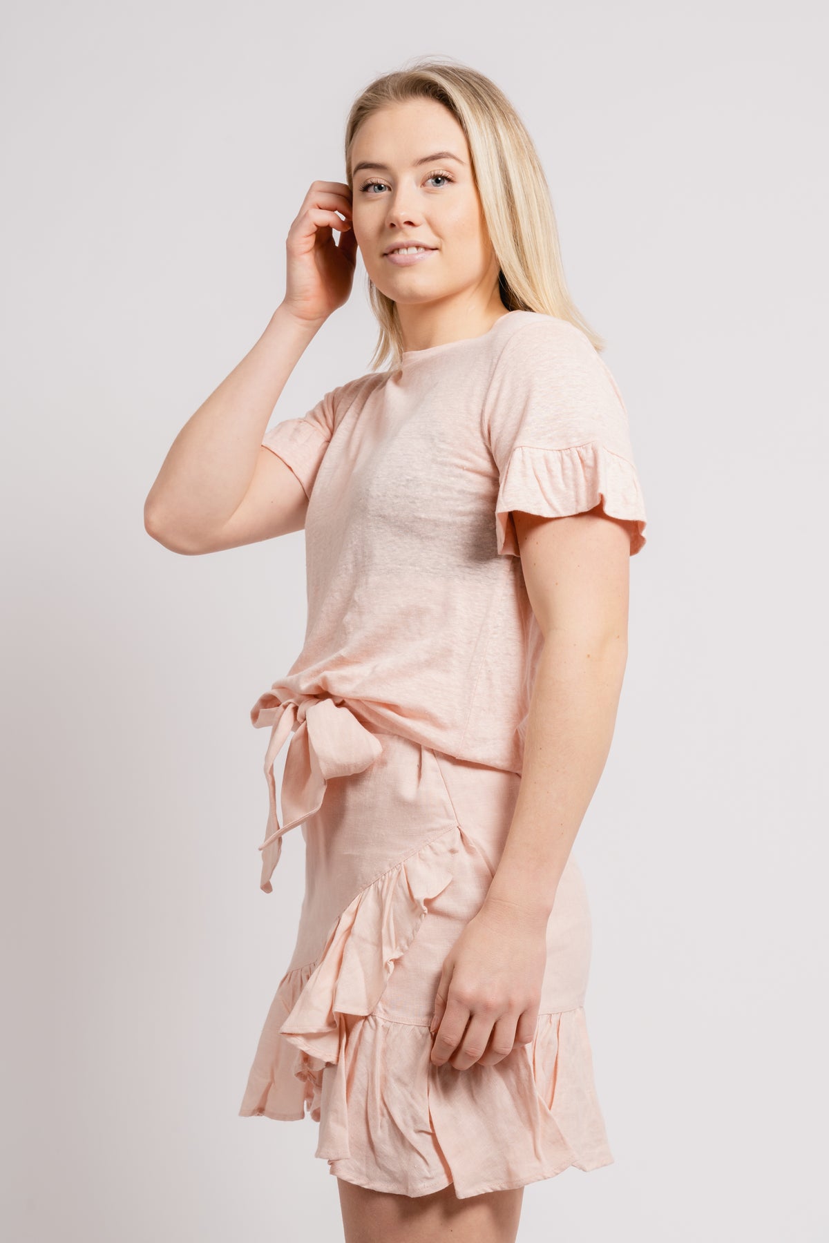 Lara Linen Tee - Dusty Pink