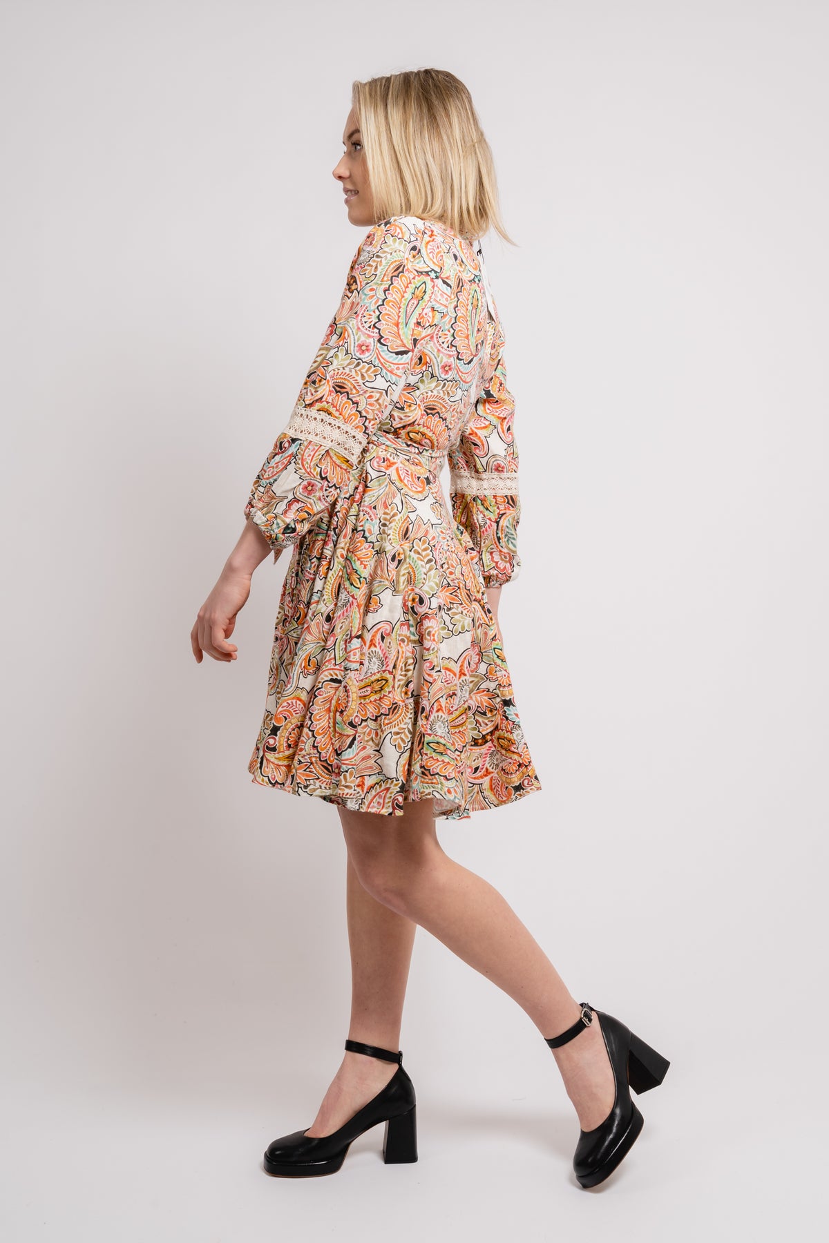 Keana Dress W Belt Linen - Ivory