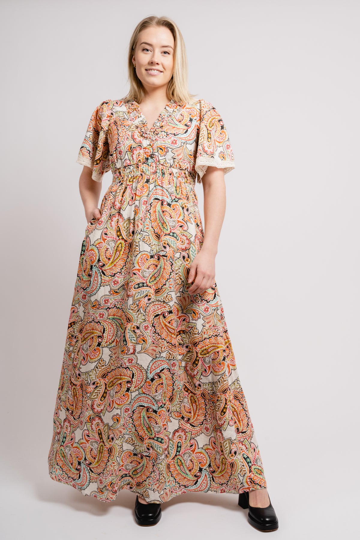 Rhona Long Dress Linen - Ivory