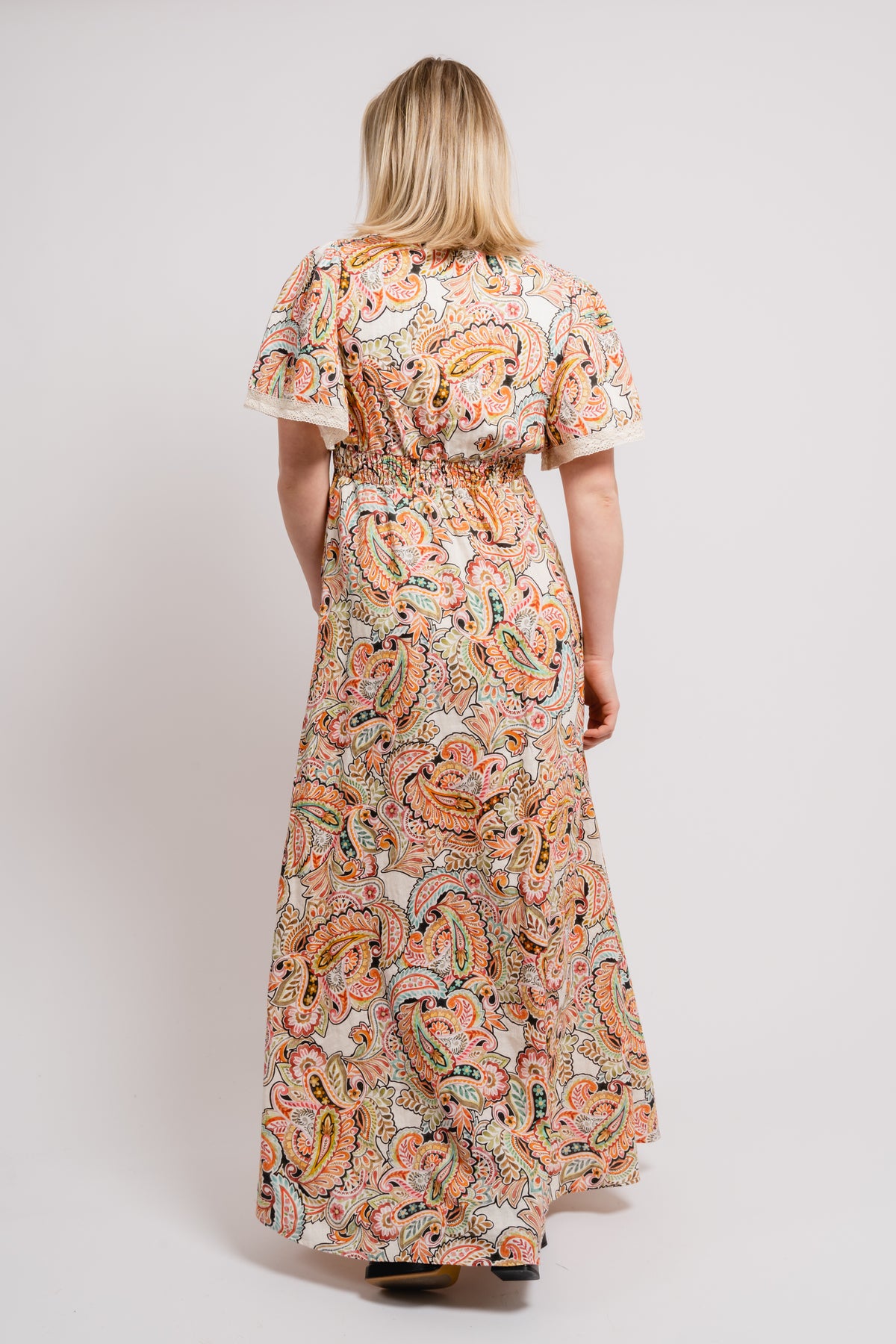 Rhona Long Dress Linen - Ivory