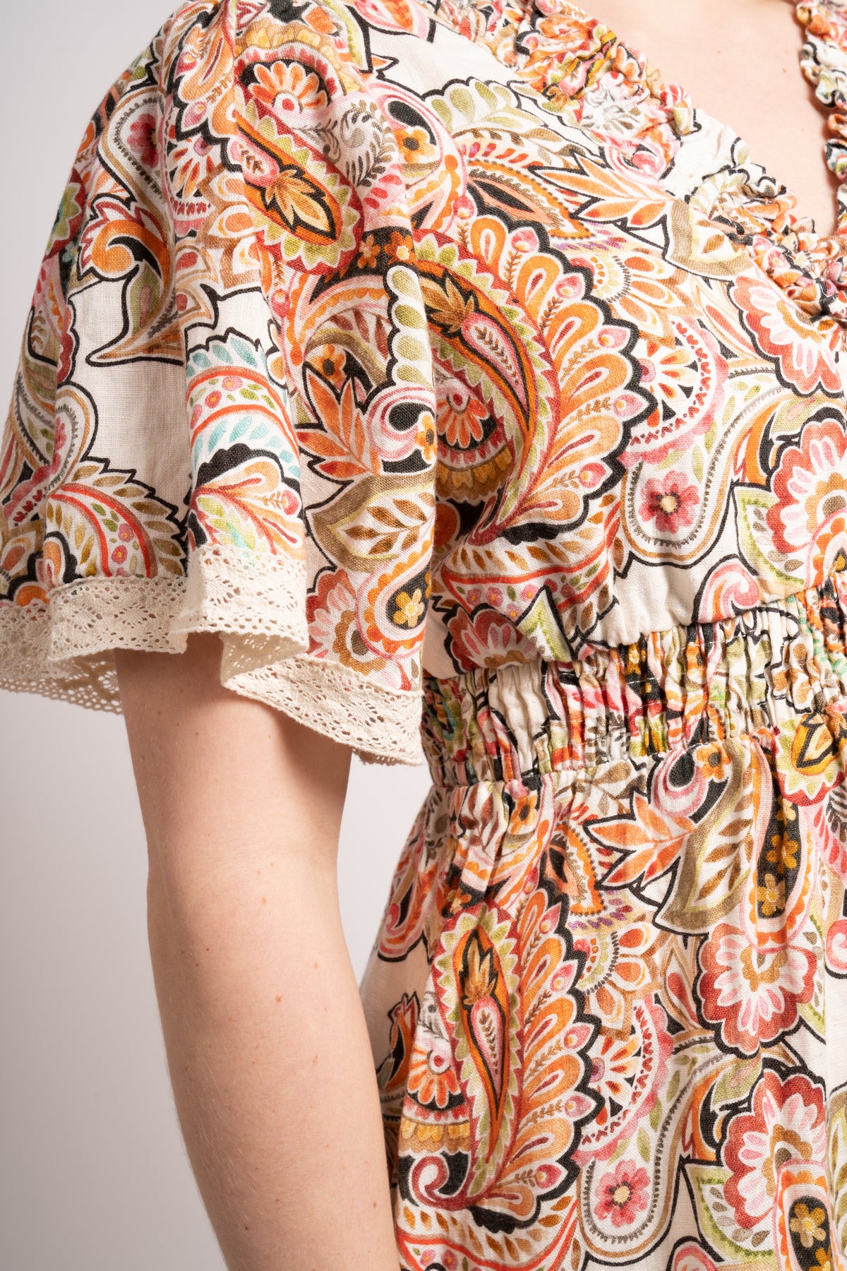 Rhona Long Dress Linen - Ivory