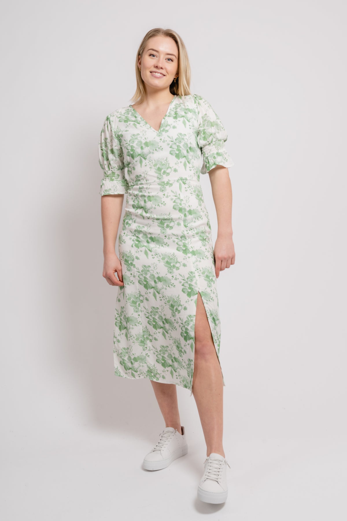 Paola Midiklänning - Creme Flower