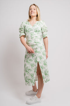 Paola Midi Dress - Creme Flower