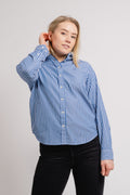 Regular Fit Striped Broadcloth Shirt - Lapis Blue