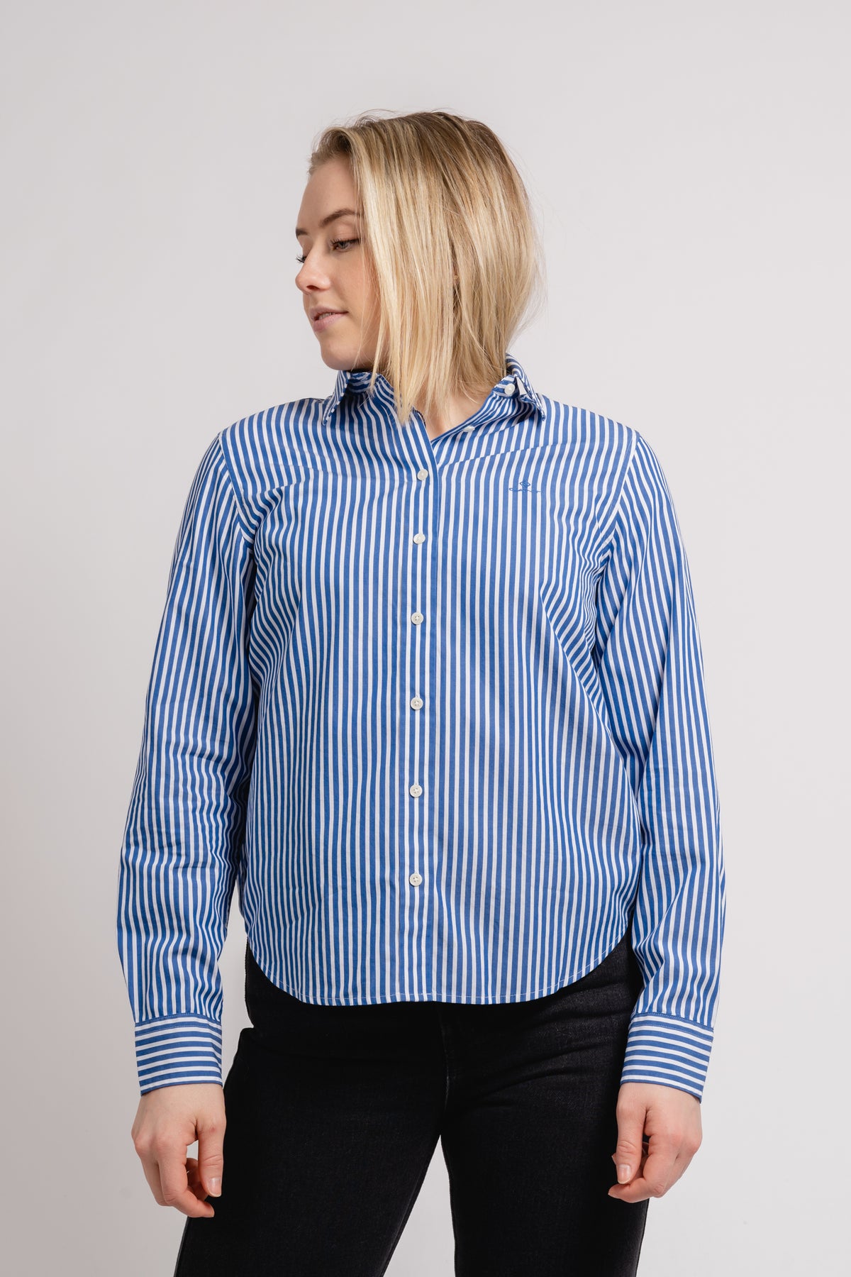 Regular Fit Striped Broadcloth Shirt - Lapis Blue