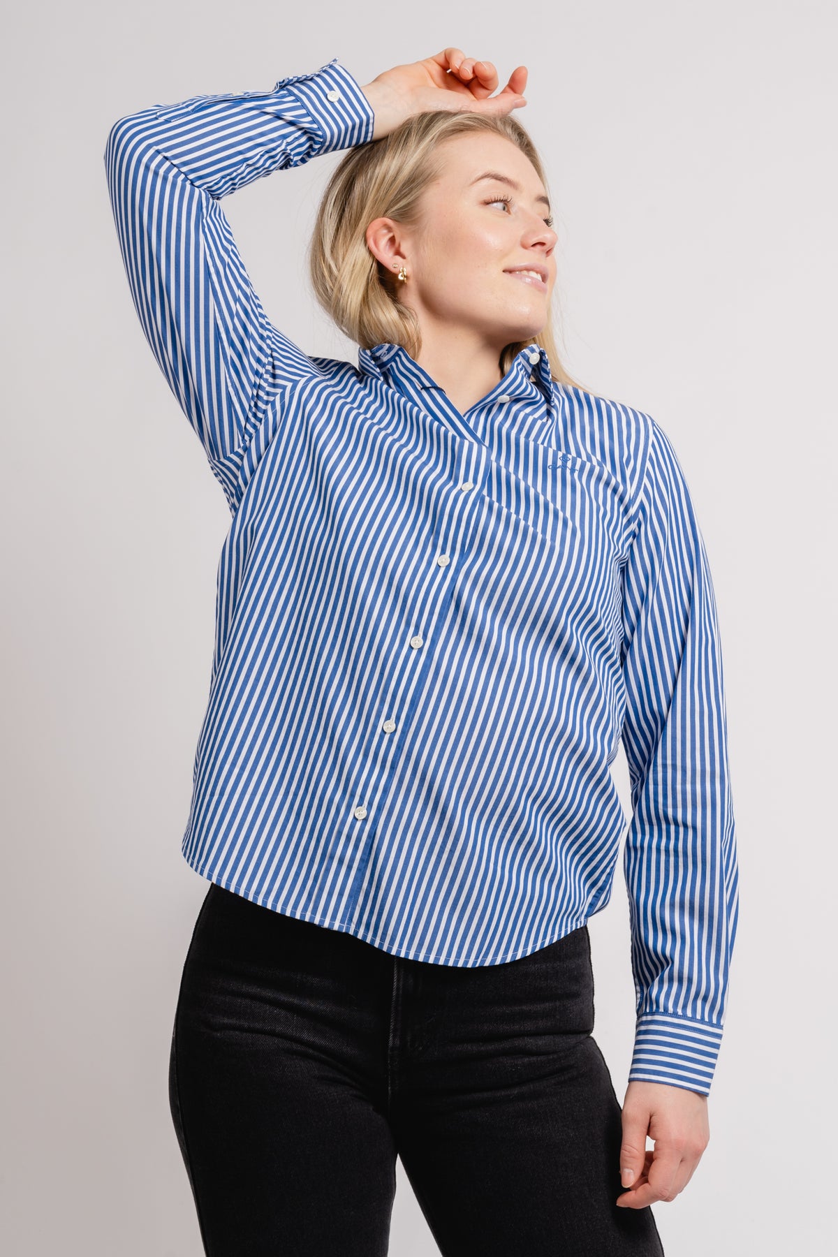Regular Fit Striped Broadcloth Shirt - Lapis Blue