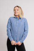 Regular Fit Striped Broadcloth Shirt - Lapis Blue