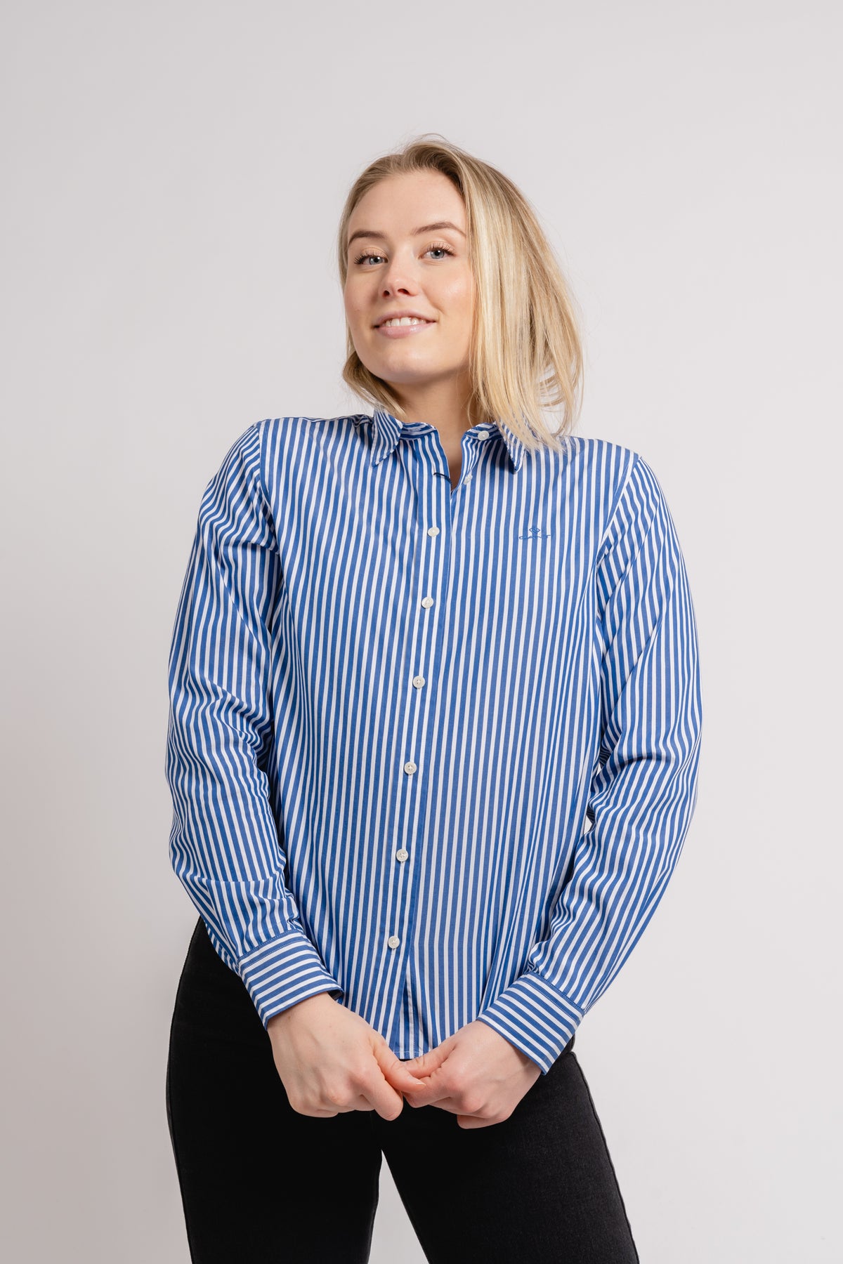 Regular Fit Striped Broadcloth Shirt - Lapis Blue