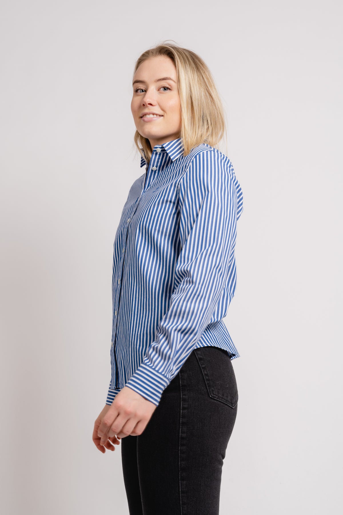 Regular Fit Striped Broadcloth Shirt - Lapis Blue