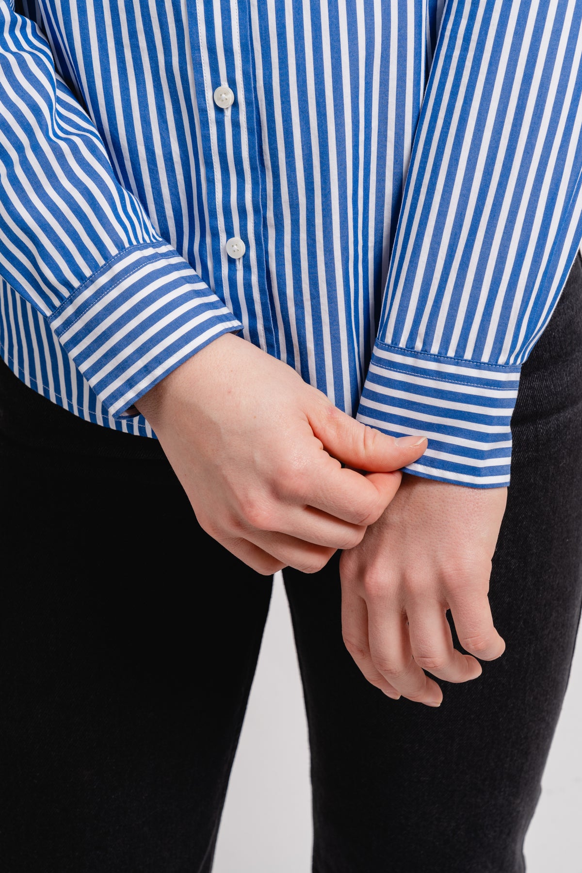 Regular Fit Striped Broadcloth Shirt - Lapis Blue