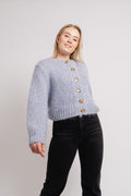 Suanne New Ls Knit Short Cardigan - Blue Heron