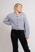 Suanne New Ls Knit Short Cardigan - Blue Heron