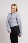 Suanne New Ls Knit Short Cardigan - Blue Heron