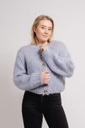 Suanne New Ls Knit Short Cardigan - Blue Heron