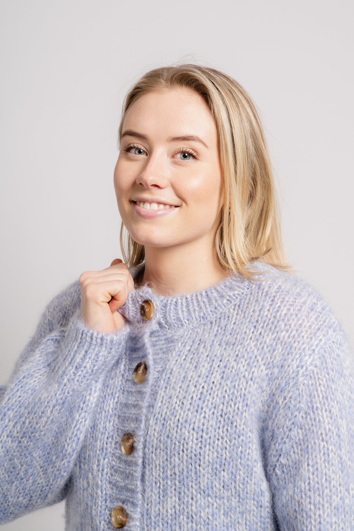 Suanne New Ls Knit Short Cardigan - Blue Heron