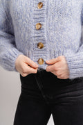 Suanne New Ls Knit Short Cardigan - Blue Heron