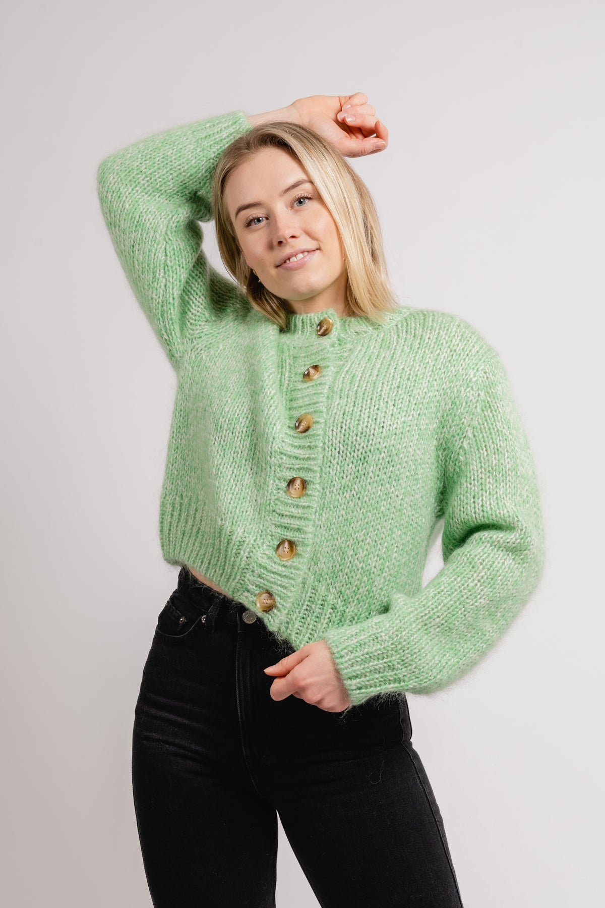 Suanne New Ls Knit Short Cardigan - Absinthe Green