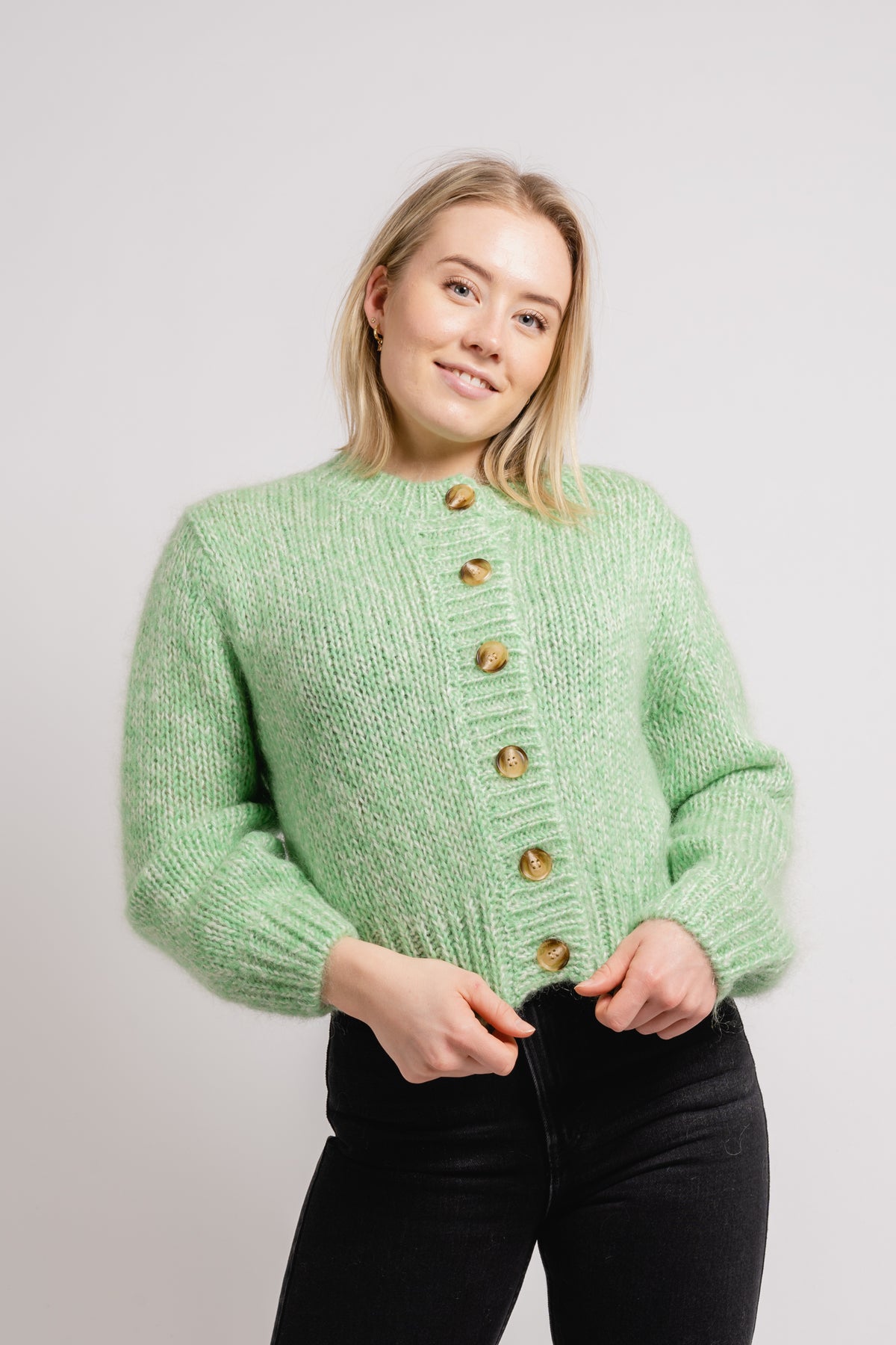 Suanne New Ls Knit Short Cardigan - Absinthe Green