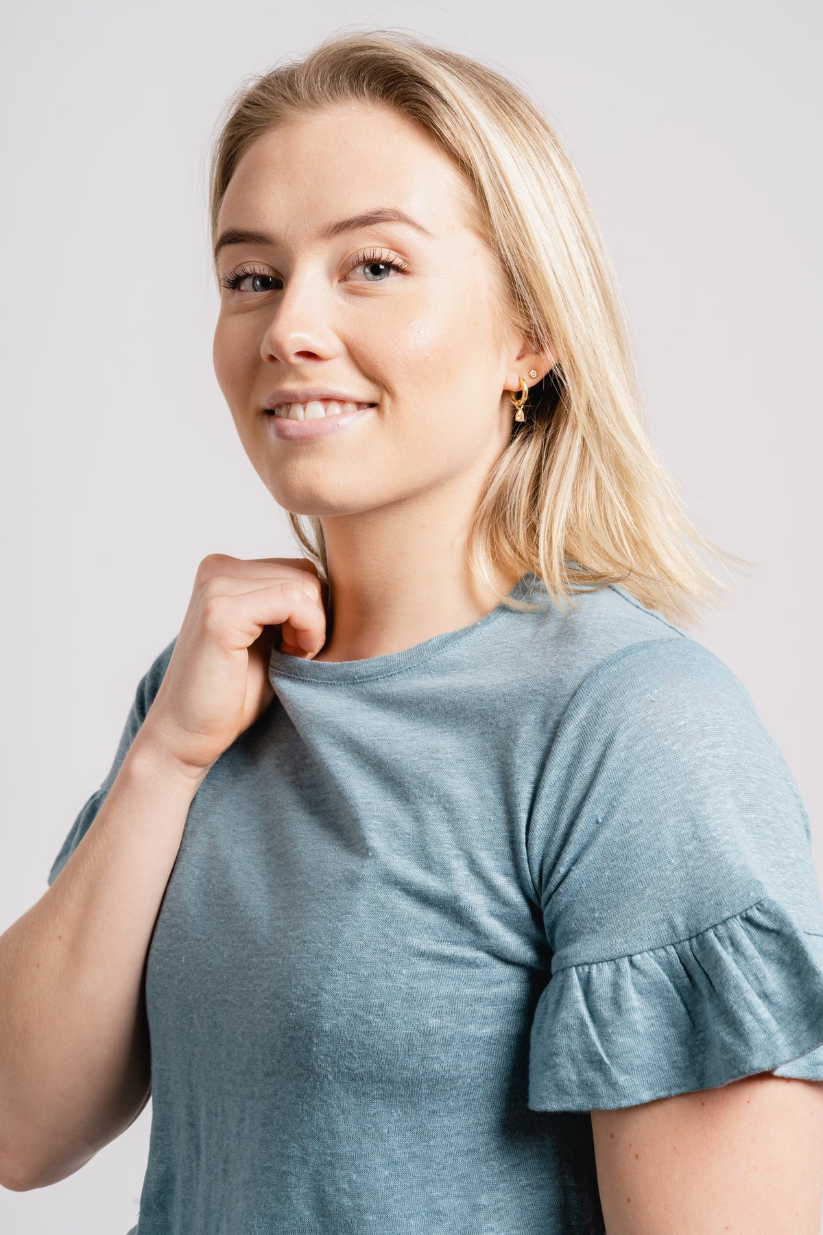 Lara Linen Tee - Dusty Teal
