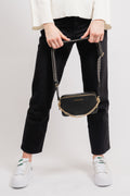 Jet Set Small Pebbled Leather Double Zip Camera Bag - Black
