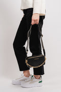Jet Set Small Pebbled Leather Double Zip Camera Bag - Black