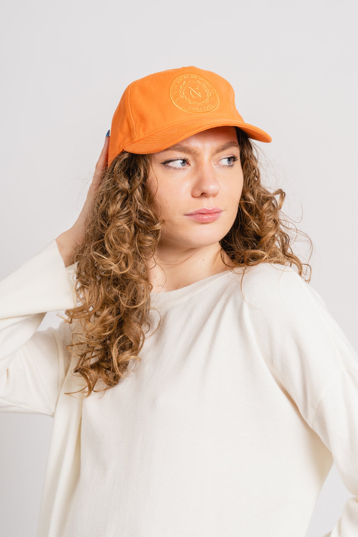 Tonal Embroidery Cap - Pumpkin Orange