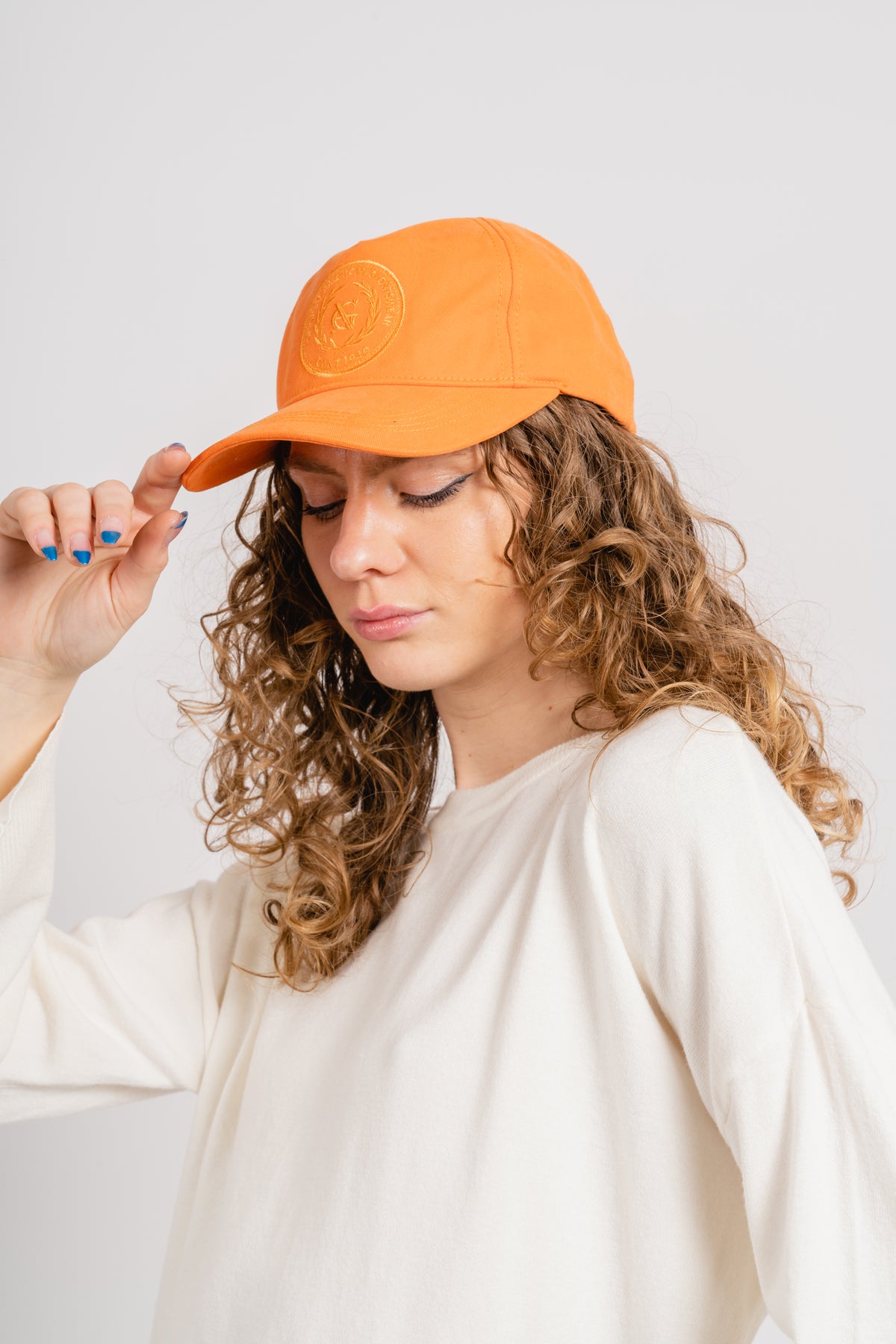 Tonal Embroidery Cap - Pumpkin Orange