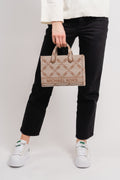 Gigi Small Empire Logo Jacquard Messenger Bag - Natural/Luggage